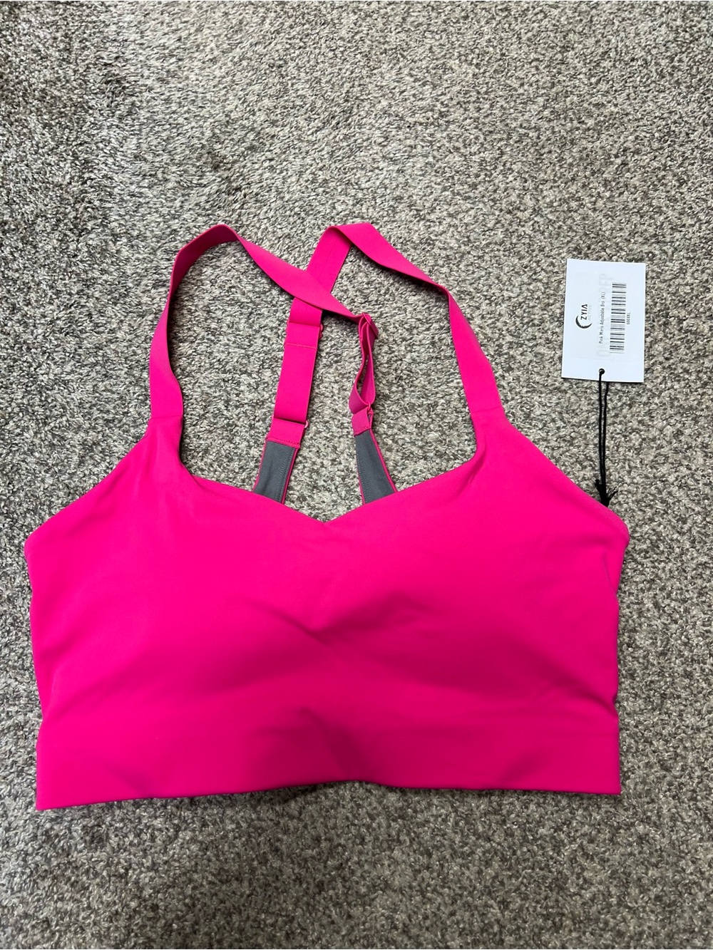 Women's Hot Pink Strappy Sports Bra